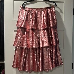 Women's Pink Sequin Tiered Skirt